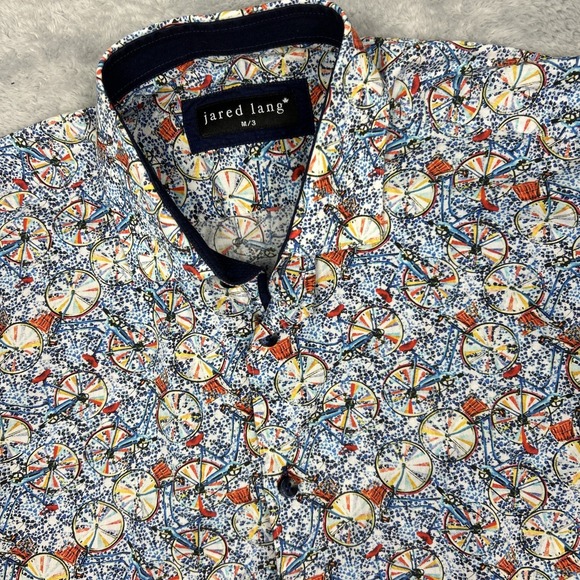 Jared Lang Other - Jared Lang Men's Size M Cotton Long Sleeve Casual Shirt Blue Bicycle Basket